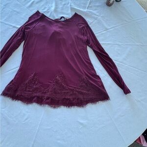 Jolt Burgundy Lace Long Sleeve Top